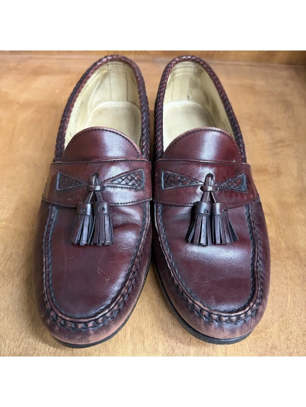 Allen Edmonds Maxfield Tassel Loafer Mens 11D Burgundy Leather Slip On Shoes USA